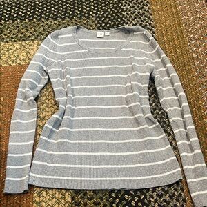 GAP Gray and White Striped Knit Top